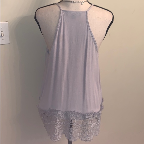 EUC Worn Once Light Gray Lace Trimmed Tunic Tank - Picture 5 of 7